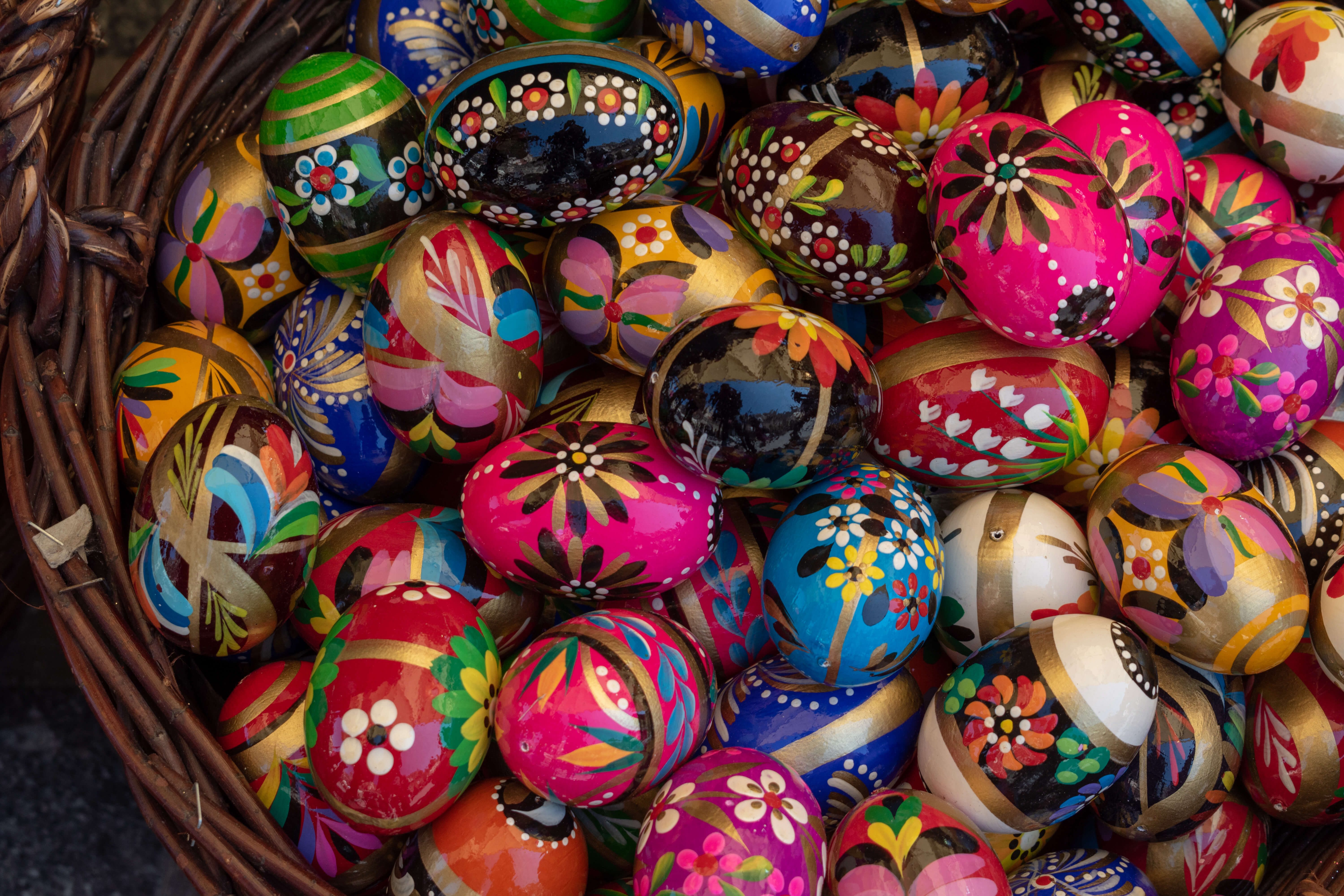 Hand-painted wooden eggs